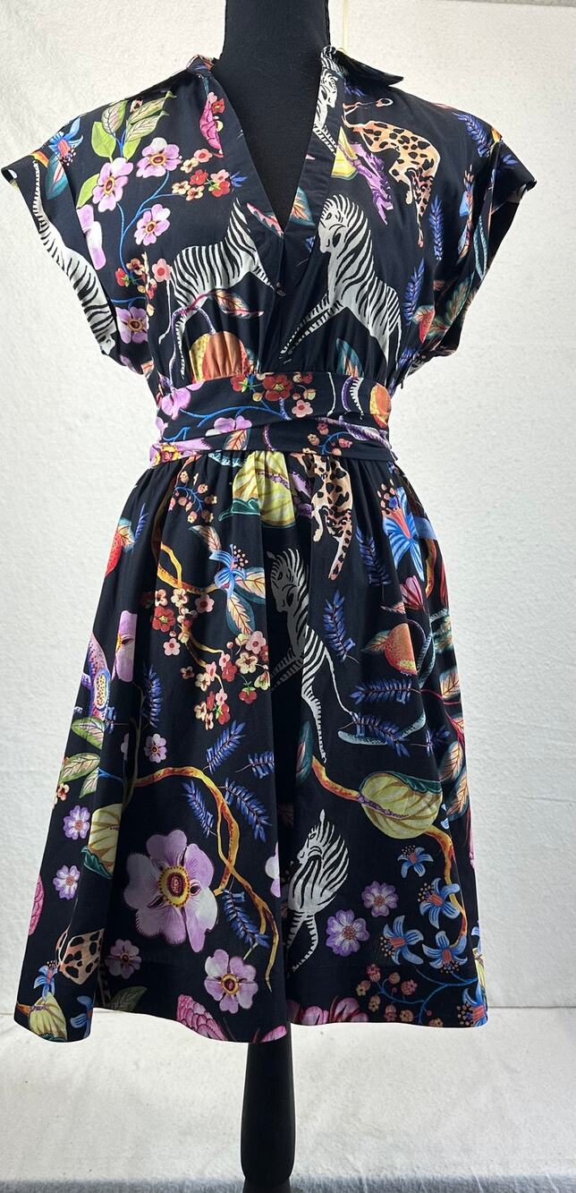 Maeve Anthropologie Flora Fauna Jungle Print Shirt Dress SZ 4 Summer Floral